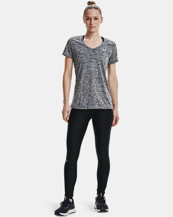 T-shirt col V UA Tech™ Twist pour femme, Black, pdpMainDesktop image number 2